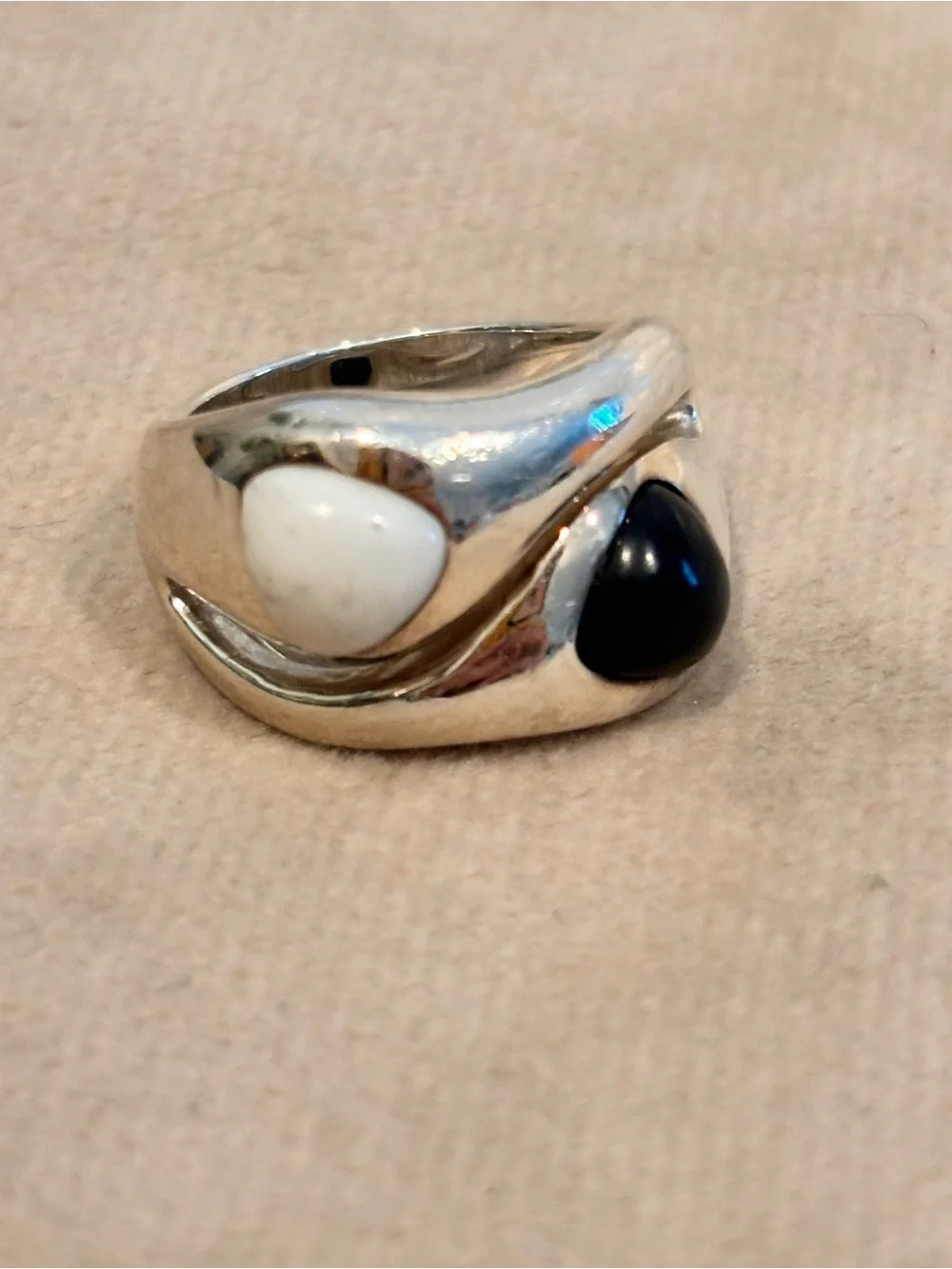 Designer Vintage 925 Italian Sterling Silver Two-Stone Dome Ring- Size 7